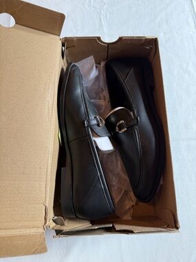 LOFT Black Women's Faux Leather Bit-Detail Loafers